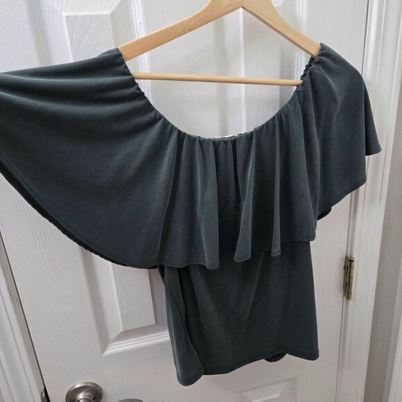 Hummingbird Tamalia Cupro Off-The-Shoulder Knit‎ Top Womens Large Green Summer - Picture 8 of 9